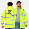 Custom Hi-Vis Waterproof Workwear Jacket – Yellow with Reflective Tape & Personalised Logo With Pocket - Work Wear Choice