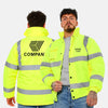 Custom Hi-Vis Safety Jacket – Yellow Waterproof, No Pocket, with Reflective Tape & Logo Option - Work Wear Choice