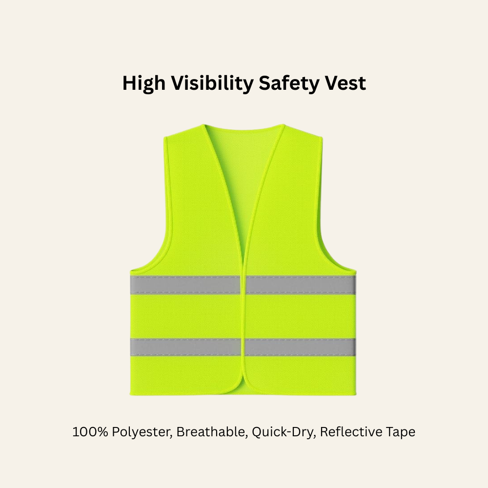 High Visibility Safety Vest – 100% Polyester, Breathable, Quick-Dry, Reflective Tape, Velcro Closure (One Size) - Work Wear Choice
