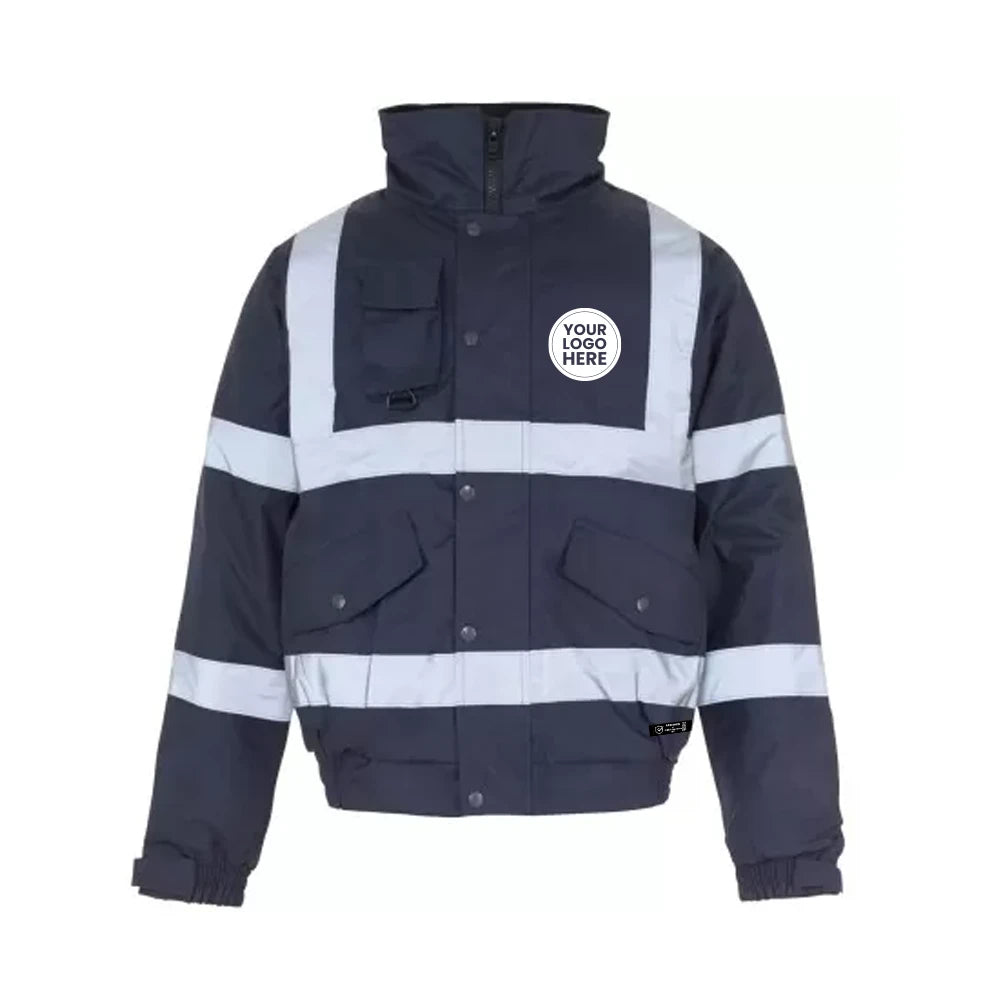 Black Hi-Vis Bomber Jacket – Waterproof, Warm & Reflective Safety Coat - Work Wear Choice