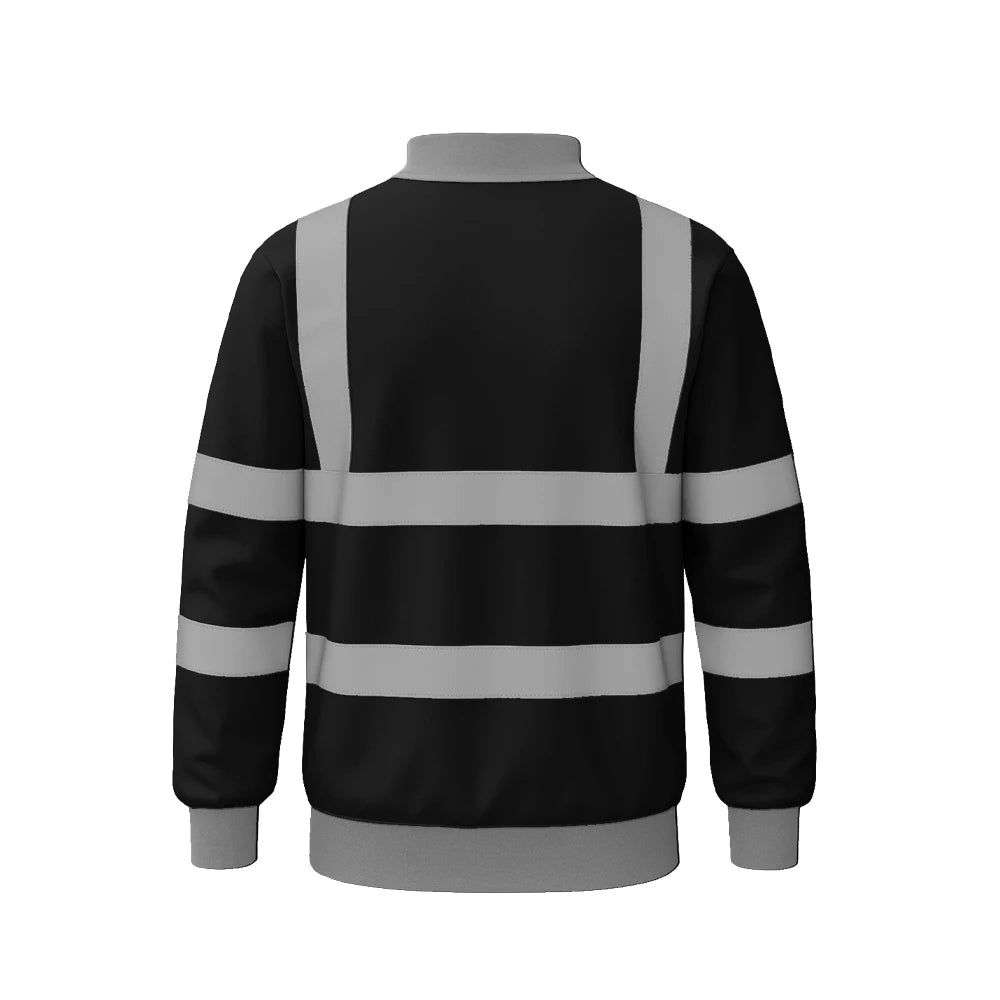 Black Hi Vis Sweatshirt with Reflective Stripes - Work Wear Choice