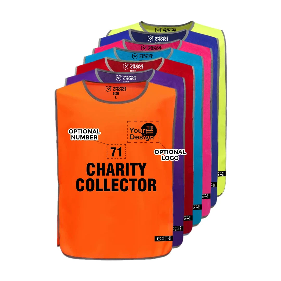 Charity Collector Printed Tabard – Hi-Vis Over Bib for Fundraising - Work Wear Choice