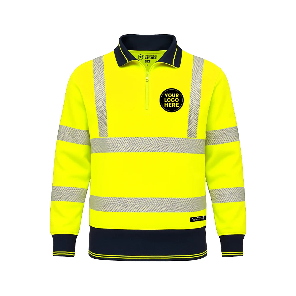 Hi Vis Quarter Zip Sweatshirt – Reflective Safety Workwear - Work Wear Choice