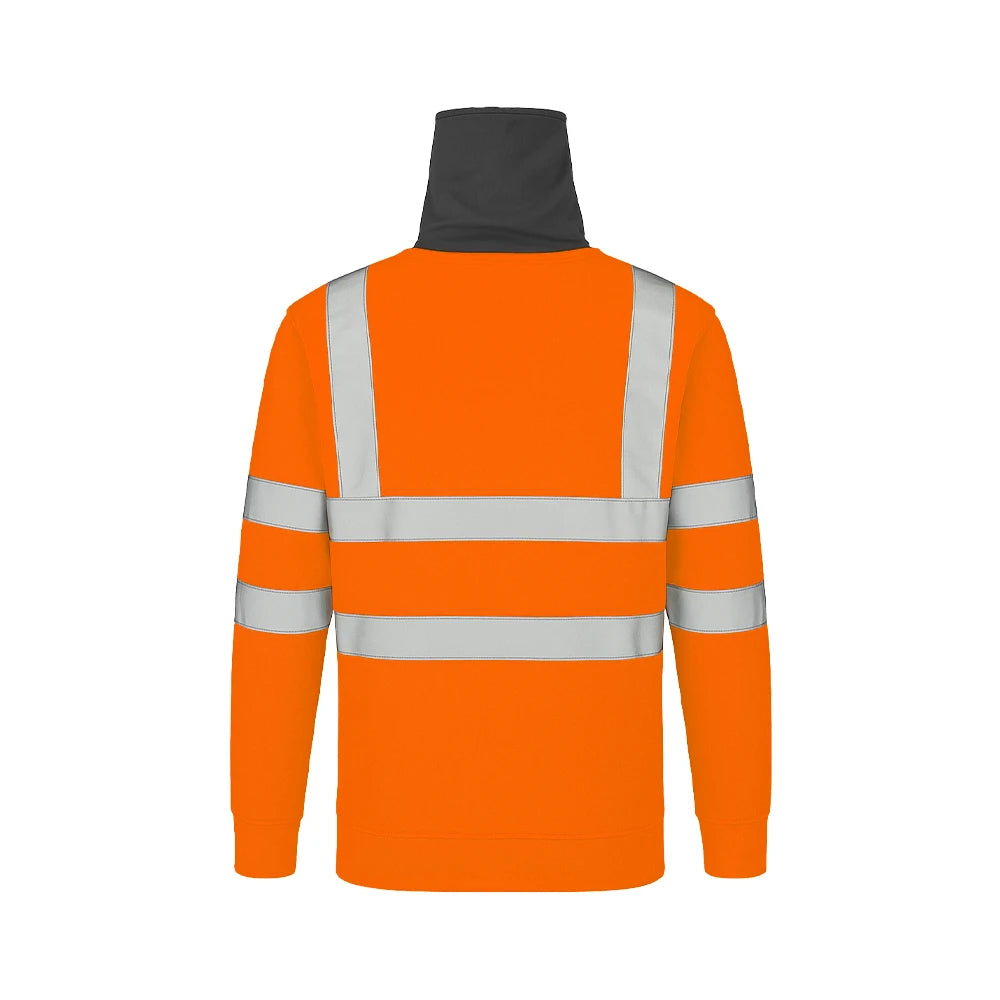 Hi Vis Sweatshirt with Built-In Snood Face Covering – Leo SS06 - Work Wear Choice