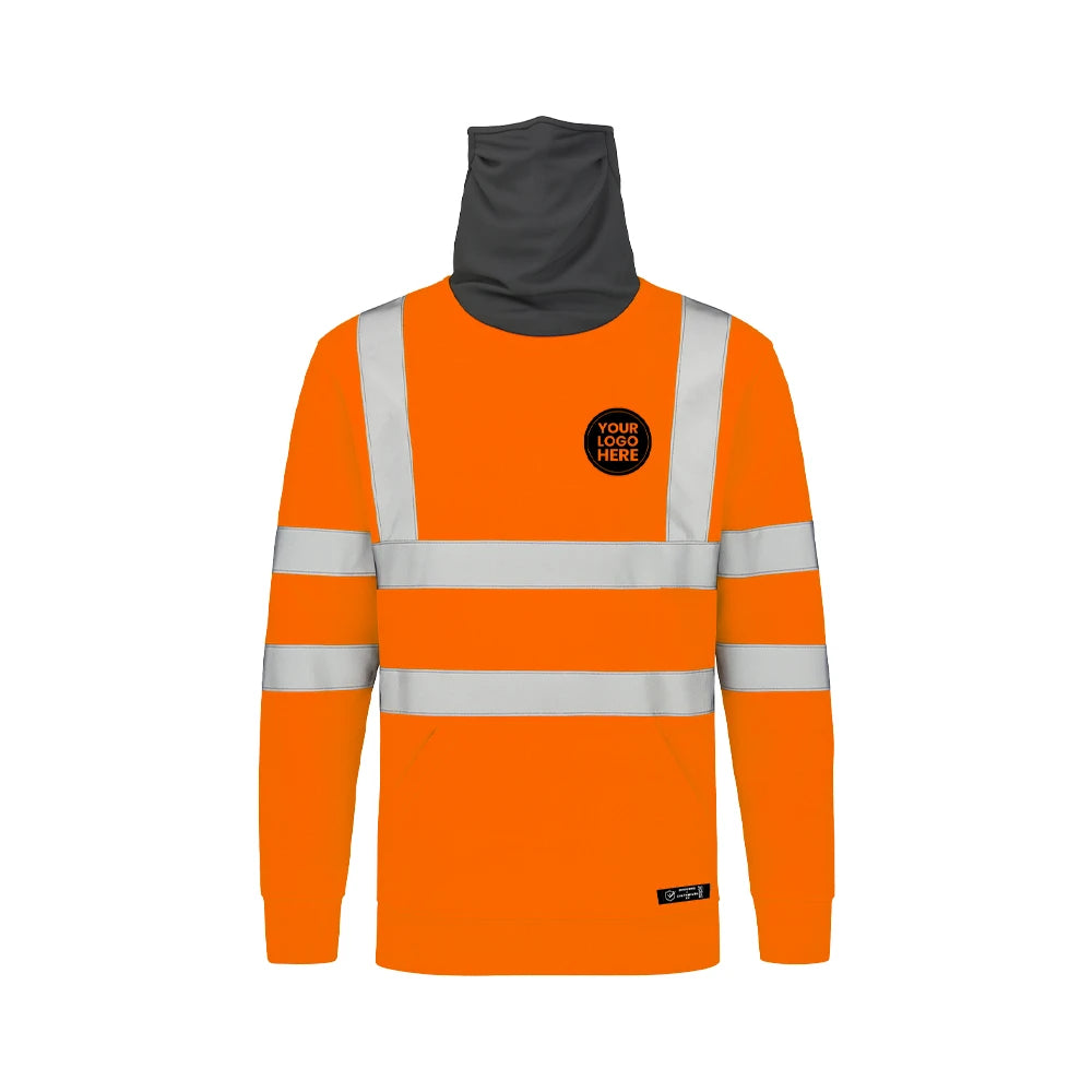 Hi Vis Sweatshirt with Built-In Snood Face Covering – Leo SS06 - Work Wear Choice