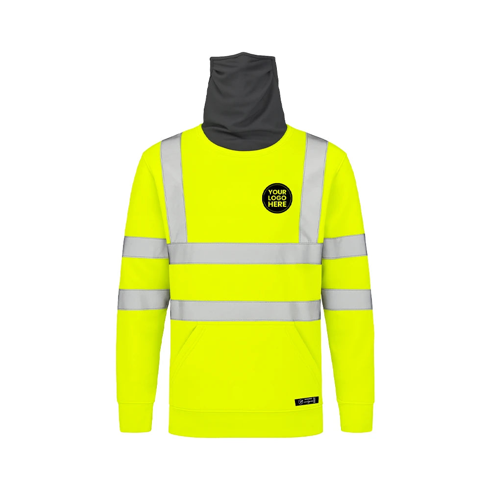 Hi Vis Sweatshirt with Built-In Snood Face Covering – Leo SS06 - Work Wear Choice