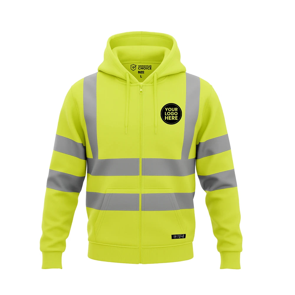 Hi Vis Zipped Hooded Sweatshirt - Work Wear Choice