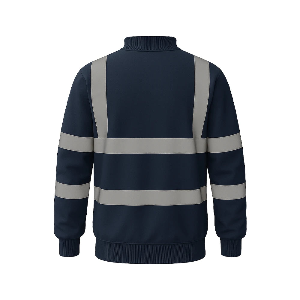 Navy Blue Hi Vis Sweatshirt with Reflective Stripes - Work Wear Choice