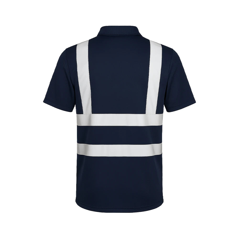 Portwest F477 Navy Hi-Vis Polo Shirt – Contrast Safety Work Polo - Work Wear Choice