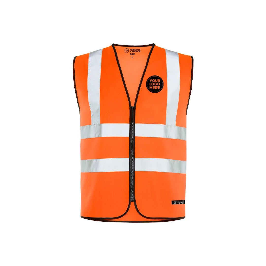 Custom Printed Hi-Vis Vest with Zip - Work Wear Choice