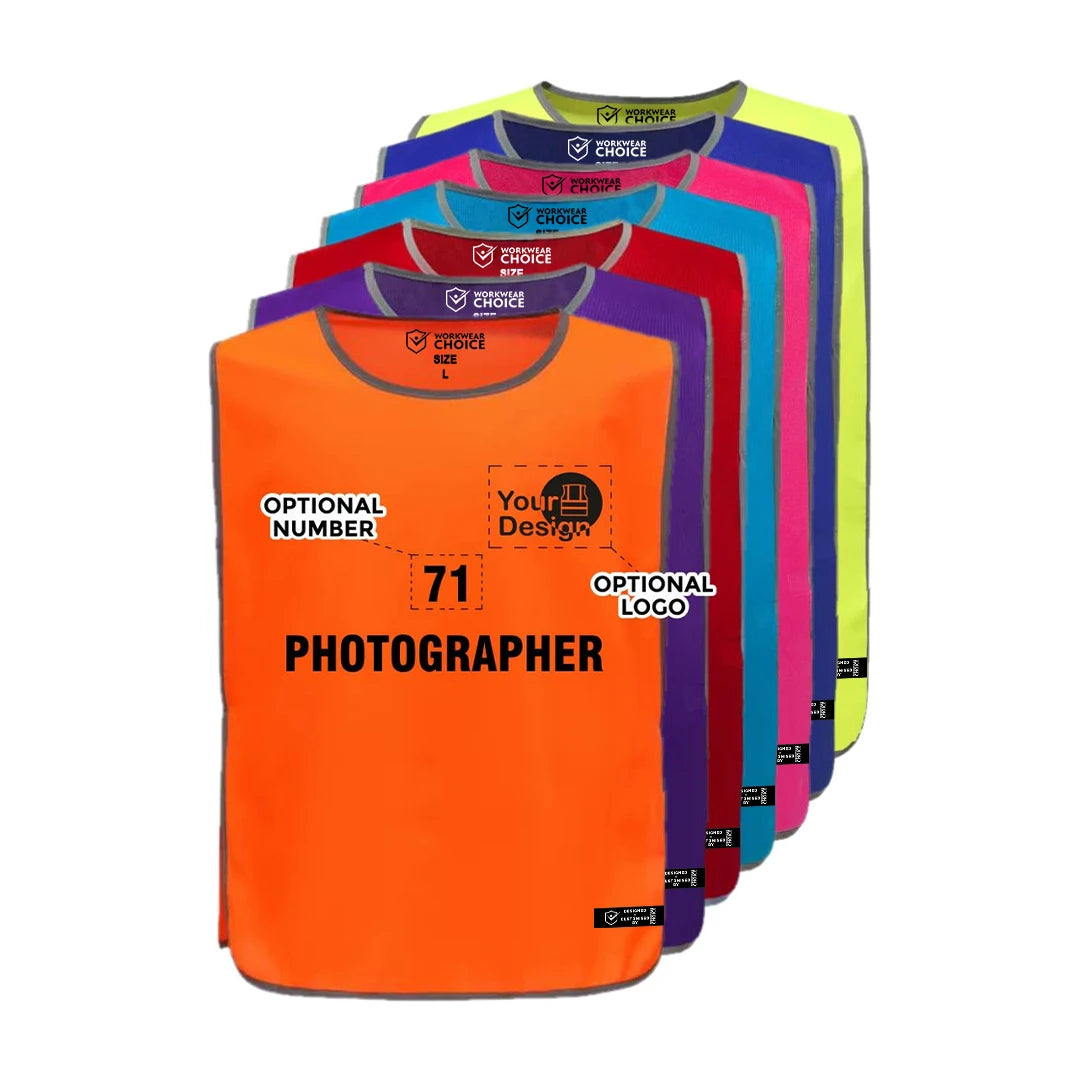 Photographer Printed Tabard – Hi-Vis Over Bib for Events - Work Wear Choice