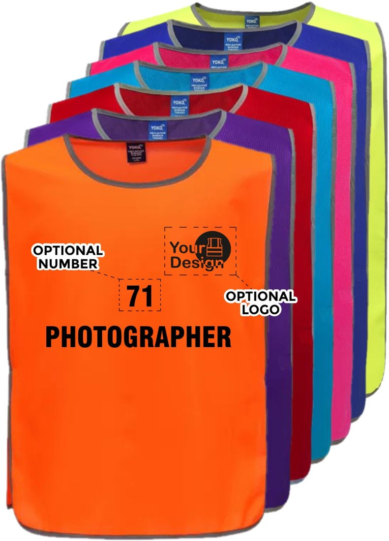 Photographer Printed Tabard – Hi-Vis Over Bib for Events - Work Wear Choice