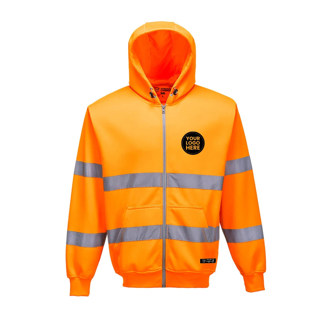 Portwest B305 Hi-Vis Zip Front Hoodie – Class 3 Safety Workwear - Work Wear Choice
