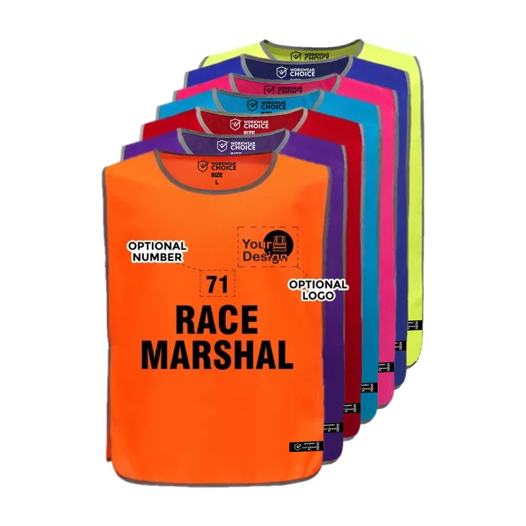 Race Marshal Printed Tabard – Hi-Vis Over Bib with Custom Print - Work Wear Choice