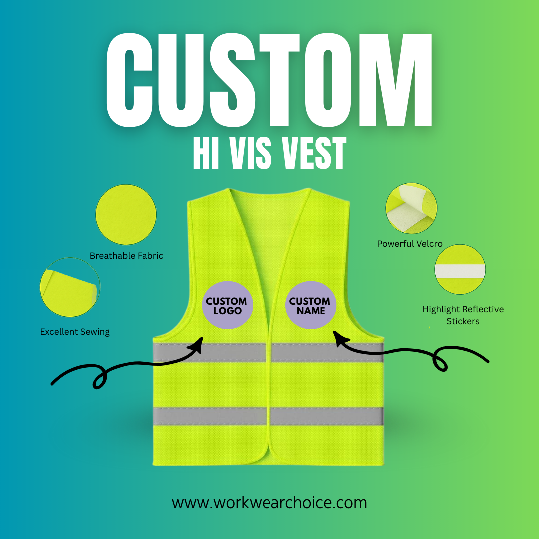 High Visibility Safety Vest – 100% Polyester, Breathable, Quick-Dry, Reflective Tape, Velcro Closure (One Size) - Work Wear Choice