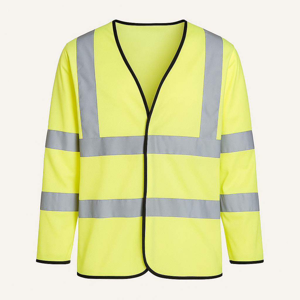 Long Sleeve Hi Vis Vest – 100% Polyester, Breathable, Quick-Dry, Reflective Tape, Velcro Closure - Work Wear Choice