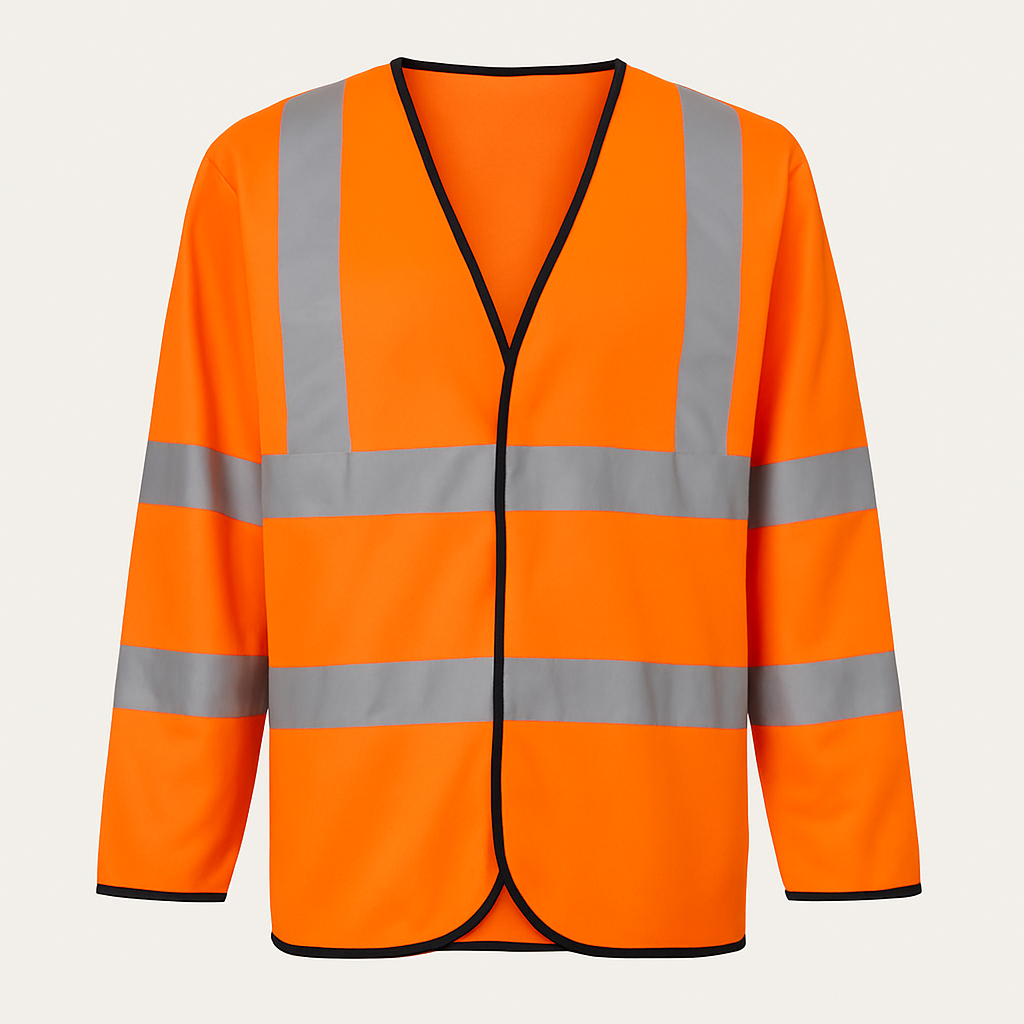 Long Sleeve Hi Vis Vest – 100% Polyester, Breathable, Quick-Dry, Reflective Tape, Velcro Closure - Work Wear Choice